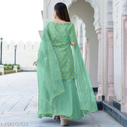 WOMEN'S TRENDY DESIGN KURTA SHARARA DUPATTA SET