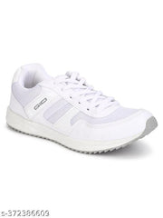 Stylish White Mesh Solid Walking Shoes For Men