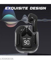 TWS Earpod True Wireless Bluetooth Headphone, TWS earphone, earphone, bluetooth headset, Transparent Design, Sweat Proof, 10mm HD Drivers, Compatible for all Smartphones - Black
