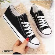 Trending and Partywear Black/White canvas Shoes for Women and Girls