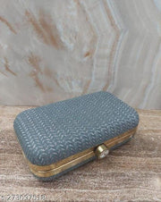 FANCY PARTYWEAR BOX CLUTCH WITH HANDLE SHIMMER SHINING BRIDAL CLUTCH
