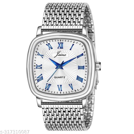 Jainx Square Silver Dial Steel Chain Analog Watch For Men