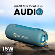 Portronics Resound 2 15Watts HD Sound Portable Wireless Bluetooth Speaker, In-built Mic, RGB Lights, TWS Connectivity, Bluetooth v5.3, IPX5 Water Resistant, Type C Charging Port(Blue)