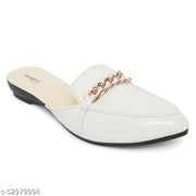 Women's Fashion Comfortable Slip-on Chain Decorated Loafers Bellies Low Heels Almond Toe Casual Daily Mule Sandals, flat Sandal and Jutis For Women and girls, Jutis, Bellies and Ballerinas, Sandals, platform sandals, comfortable sandals for women