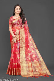 NEW FANCY ORGANZA SAREE  MULTY COLOUR SAREE