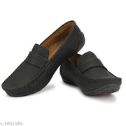 Black Solid Loafers For Men