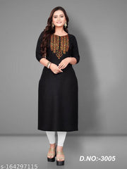 Women's Embroidered Yoke Design Plus Size Rayon Kurtis