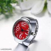 AJS Ring Watch for Women and Men Analog Quartz Watch Arabic Numerals Dial Elastic Band Creative Finger Watch