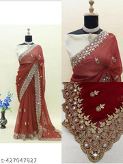 CUTWORK MIRROR SAREE