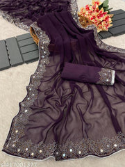 VEERAIVA SOFT GEORGETTE WITH SIROSKI DIAMONDS WORK WEDDING CREATION & PARTY WEAR SAREE