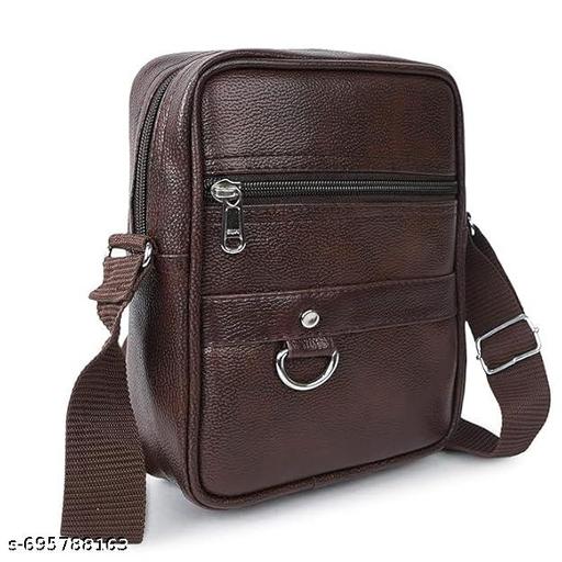 KUNJ BAG Faux Leather Unisex Men Sling Bag Women Sling BagCross Travel Office Messenger Bag  Women Hand bag Fashion bag Men stylish bag Travel sling bag Office Bag Marketing Bag Hand Sling Bag Said Bag Brown Pack 1