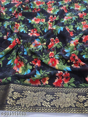 NEW FLOWER GEORGETTE DESIGN SAREE WITH BORDER