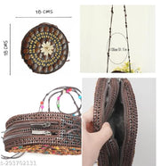 Coconut Shell Beaded Sling Crossbody Long Strap Purse | Handmade Natural Style| Hanging Purse Pack Of 1 Size: 7 X 2 X 7 Inches