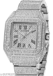 New Trending Silver diamond analog wrist watch for Men and Women (party wear, casual and professional wear)