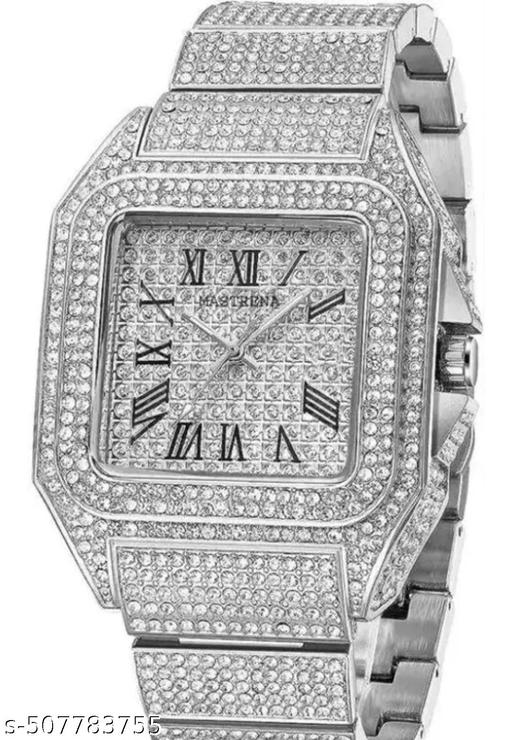 New Trending Silver diamond analog wrist watch for Men and Women (party wear, casual and professional wear)