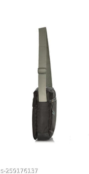 Stylish Side Bag Crossbody shoulder Sling medium size 6 pocket Polyester bag for Regular use ( Black )