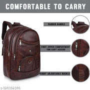 Classic Vegan Leather Office College Laptop Shoulder Business Unisex Backpack