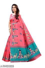 Silk Pink Tassels and Latkans Saree With Blouse