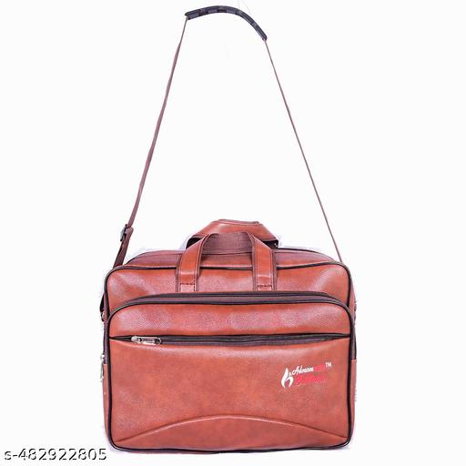 Cross body bags with 6 Spacious Pockets and Water-Resistant Leather Laptop bags_Dark Beige,16 inch useful for office,business and travel