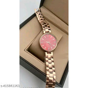Medboo Red Signing Dial Rose Gold Belt Grils and Women Watch