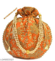 Colorful Women Potli Bag  Rajasthani handmade Traditional Potli Bag Embroidery Work Jaipuri Silk
