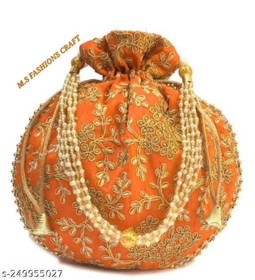 Colorful Women Potli Bag  Rajasthani handmade Traditional Potli Bag Embroidery Work Jaipuri Silk