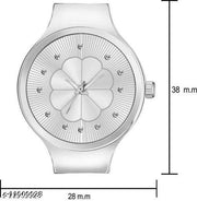 Gorgeous Flower Designer Silver Metal Analog Watches for women