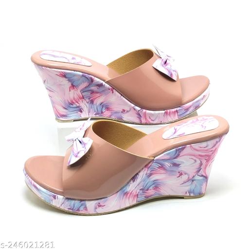 Habiwa Flwoar Print Casual Wedges Heel For Women And College Girl