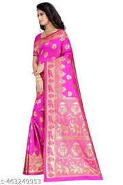 Silk-Villa soft kanjivaram silk sarees banarasi silk saree (Pari9016-Rani Pink)