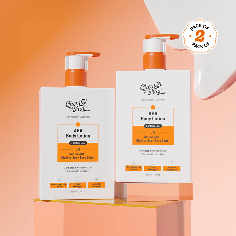 Chemist At Play 5% AHA Body Lotion with Niacinamide for Smooth and Hydrated Skin - 236 ml | Pack of 2