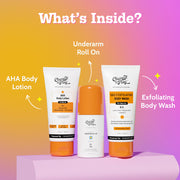 Chemist At Play 3-Step Body Exfoliating Kit | Exfoliating Body Wash | Underarm Roll On | AHA Body Lotion