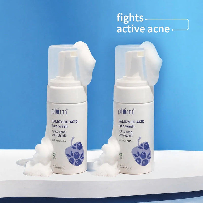 Plum Goodness 1% Encapsulated Salicylic Acid Foaming Face Wash For Acne-Prone Skin (110 ml) - Pack of 2