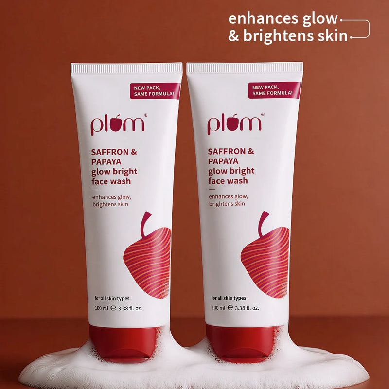 Plum Goodness Saffron & Papaya Glow Bright Face Wash (100 ml) - Pack of 2