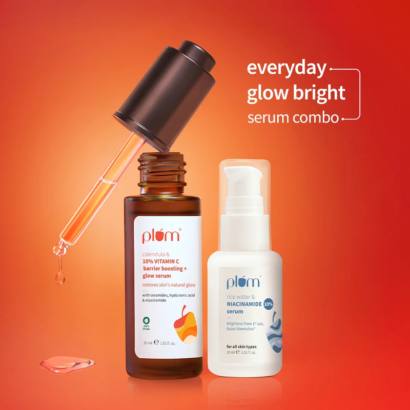 Plum Goodness Everyday Glow Bright Serum Combo with 10% Vitamin C Serum & 10% Niacinamide Serum