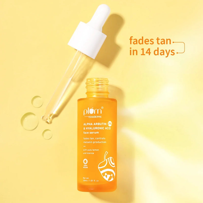 Plum Goodness 2% Alpha Arbutin & Hyaluronic Acid Tan Fading Face Serum For All Skin Types