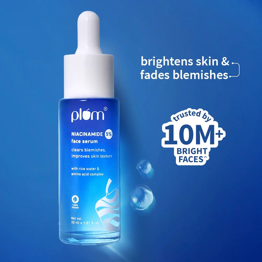 Plum Goodness 5% Niacinamide & Rice Water Brightening Face Serum For Clear & Bright Skin