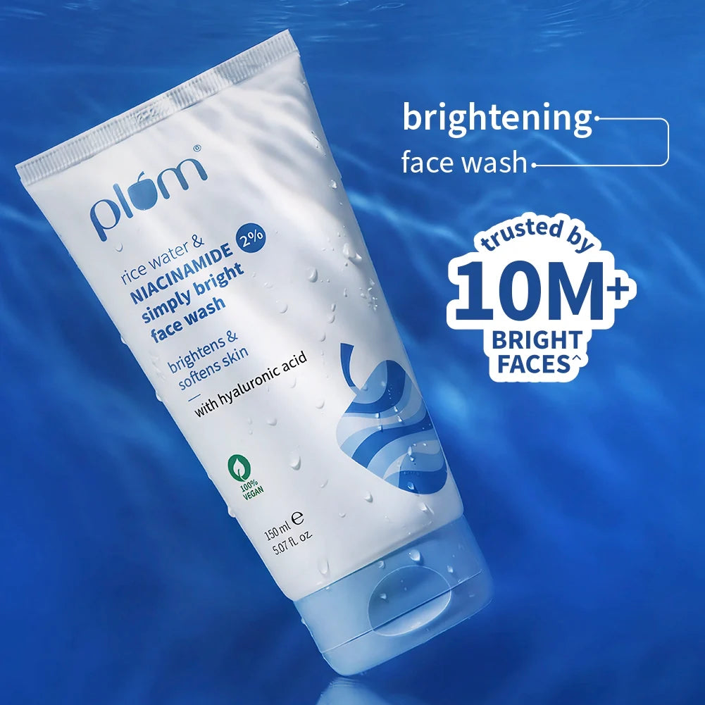 Plum Goodness 2% Niacinamide & Rice Water Face Wash For Clear & Bright Skin | 150 ml