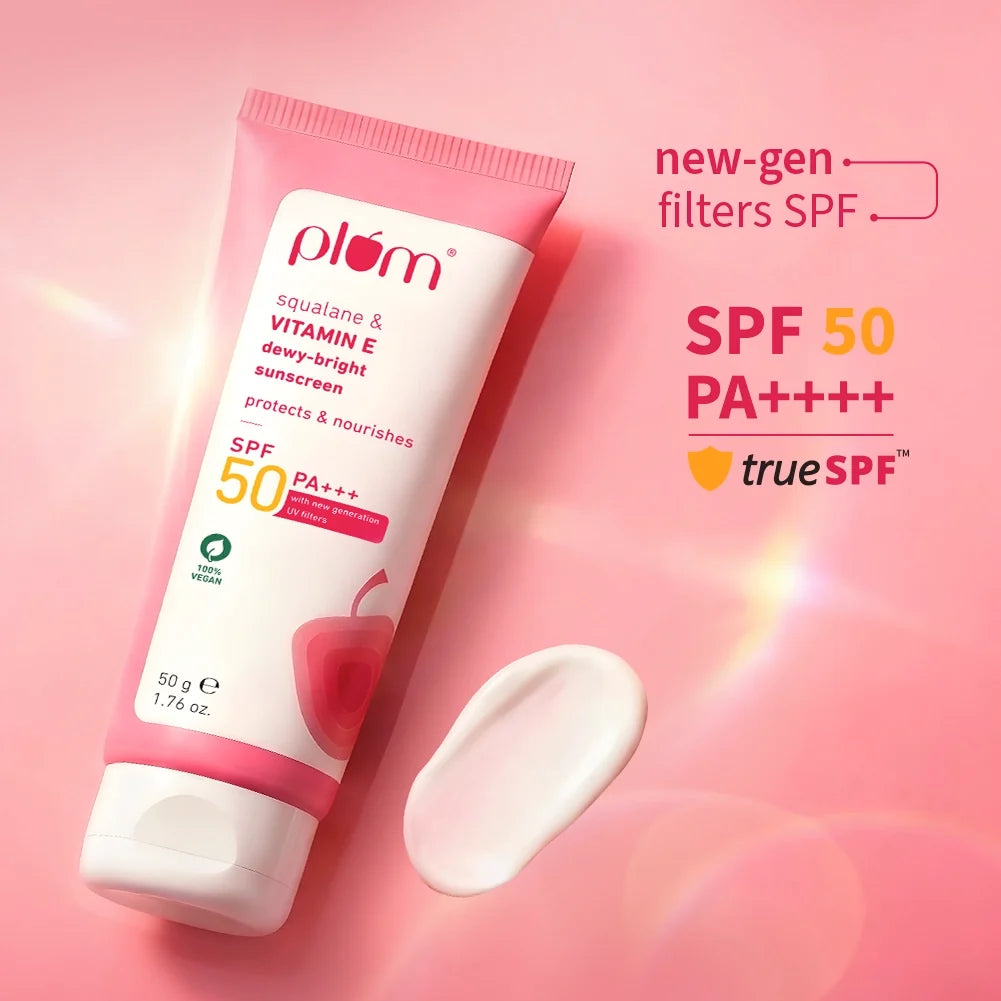 Plum Goodness Squalane & Vitamin E Dewy-Bright Sunscreen SPF 50 PA+++ | 50 g