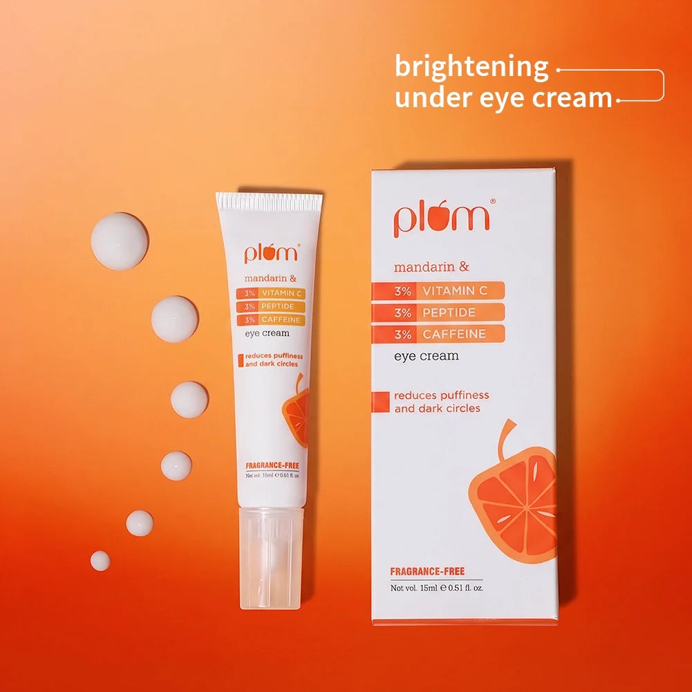 Plum Goodness 3% Vitamin C, 3% Peptide & 3% Caffeine Under Eye Cream with Mandarin