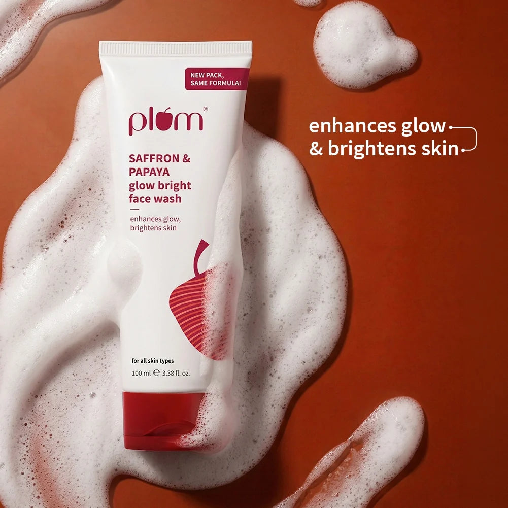 Plum Goodness Saffron & Papaya Glow Bright Face Wash | 100 ml