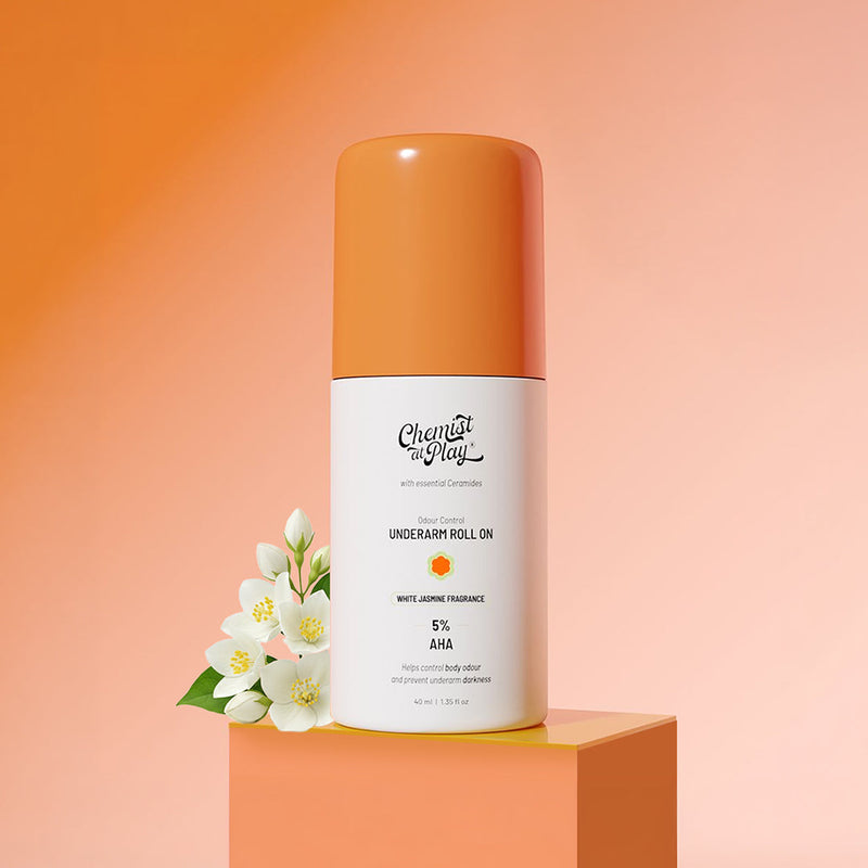 Chemist At Play 5% AHA Underarm Roll On for Odour Control & Pigmentation (White Jasmine) - 40 ml