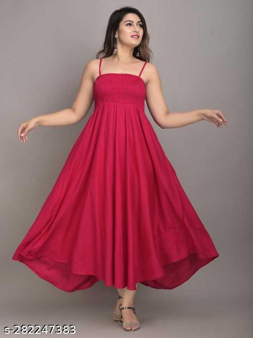 Anarkali Gown for Women and Girls Flared Sleeveless (Pink)