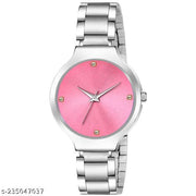 Yolako Pink Diamond Dial Silver cash Silver Belt Girls Watch