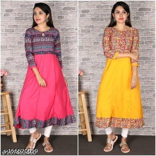 Woman sachin collection printed Anarkali kurti Combo of 2