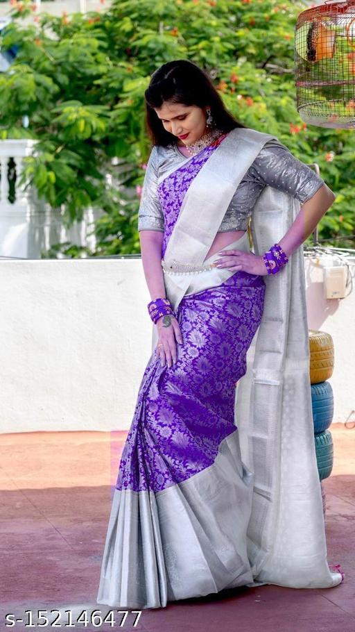 Banarasi Silk Purple Coloured Jacquard Saree With Blouse