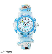 Analog Dial Cartoon 3D Printed Strap & Glowing Light Transparent Watch for Kids (Age:3-10 Years) NEW DESIGN