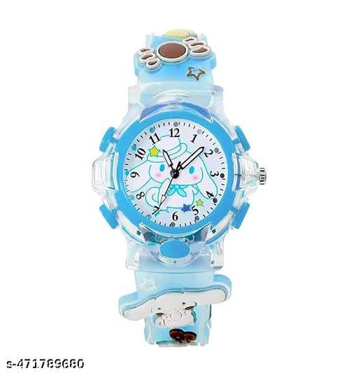 Analog Dial Cartoon 3D Printed Strap & Glowing Light Transparent Watch for Kids (Age:3-10 Years) NEW DESIGN
