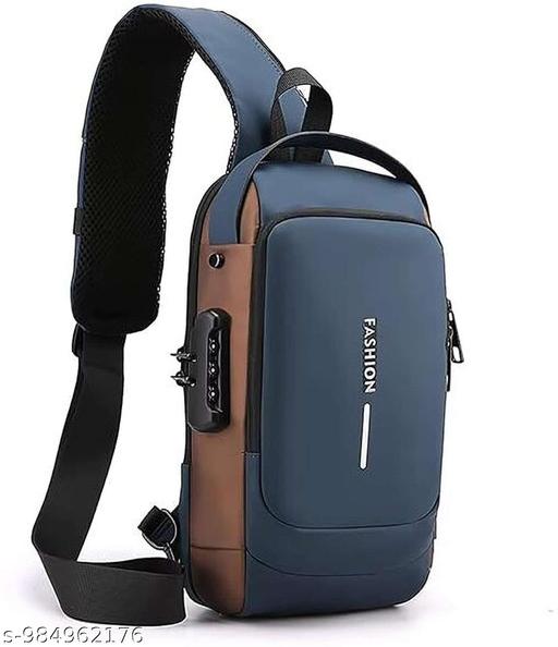 ORIFAB Men's Blue Chest Bag | Stylish Crossbody Sling Bag for Men | Multipurpose Travel Chest Bag | Adjustable Shoulder Bag for Daily Use, Travel, Office & Outdoor Activities