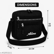 Aklima Men's Sling Crossbody Bags,Light Weight Travel Office Business Ceiling Bag,One Side Shoulder Pouch Crossbody Bags Black-1