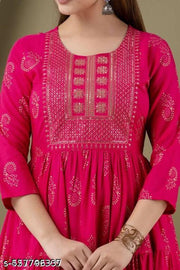 gold  @1 Rani kurti pink